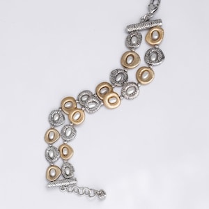 Brighton Satori Retired Two Tone Pearl Two Strand Bracelet Gold Silver Plated image 1