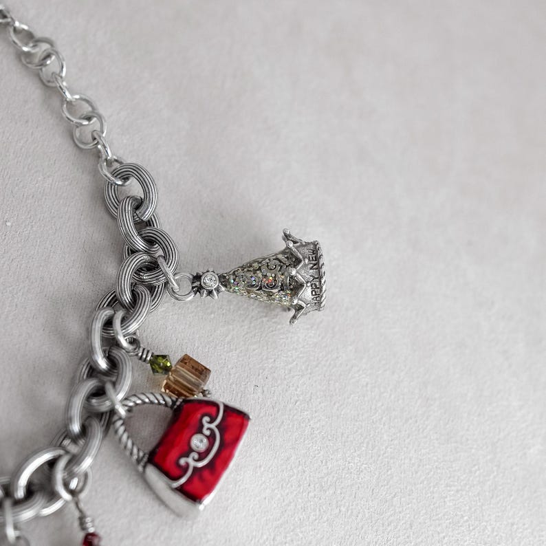 Brighton Celebration Nyårsfest Charm Armband Emalj Silverpläterad Pensionerad bild 9