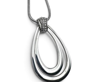Brighton Meridian Swing Teardrop Necklace JL1902 Silver Swarovski Crystal Pendant