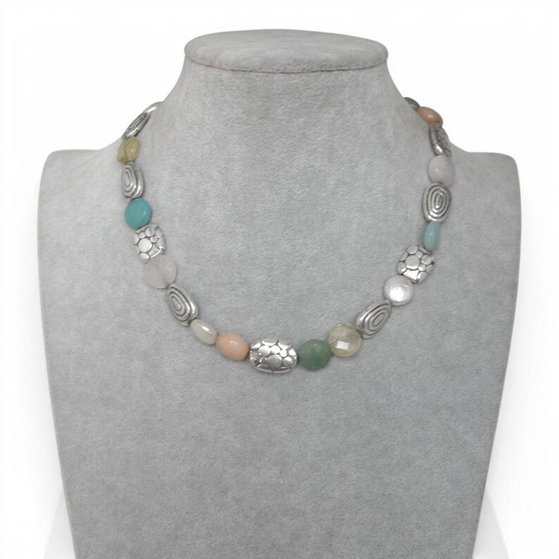 Brighton Gelato Pastel Pebble Perlen-Halskette Silber Spacers Multicolor im Ruhestand Bild 2