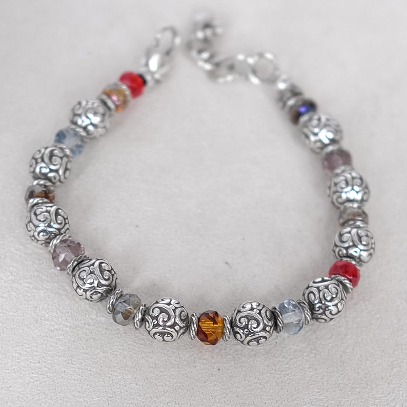 Brighton Latika Multicolor Crystal Beaded Bracelet Silver Plated Retired Clasp image 1