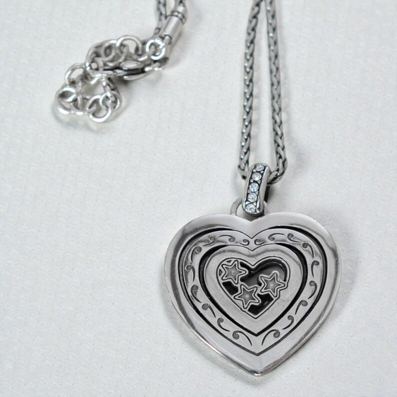 Brighton Starlight Heart Crystal Pendant Necklace Silver Plated Lobster Clasp image 6