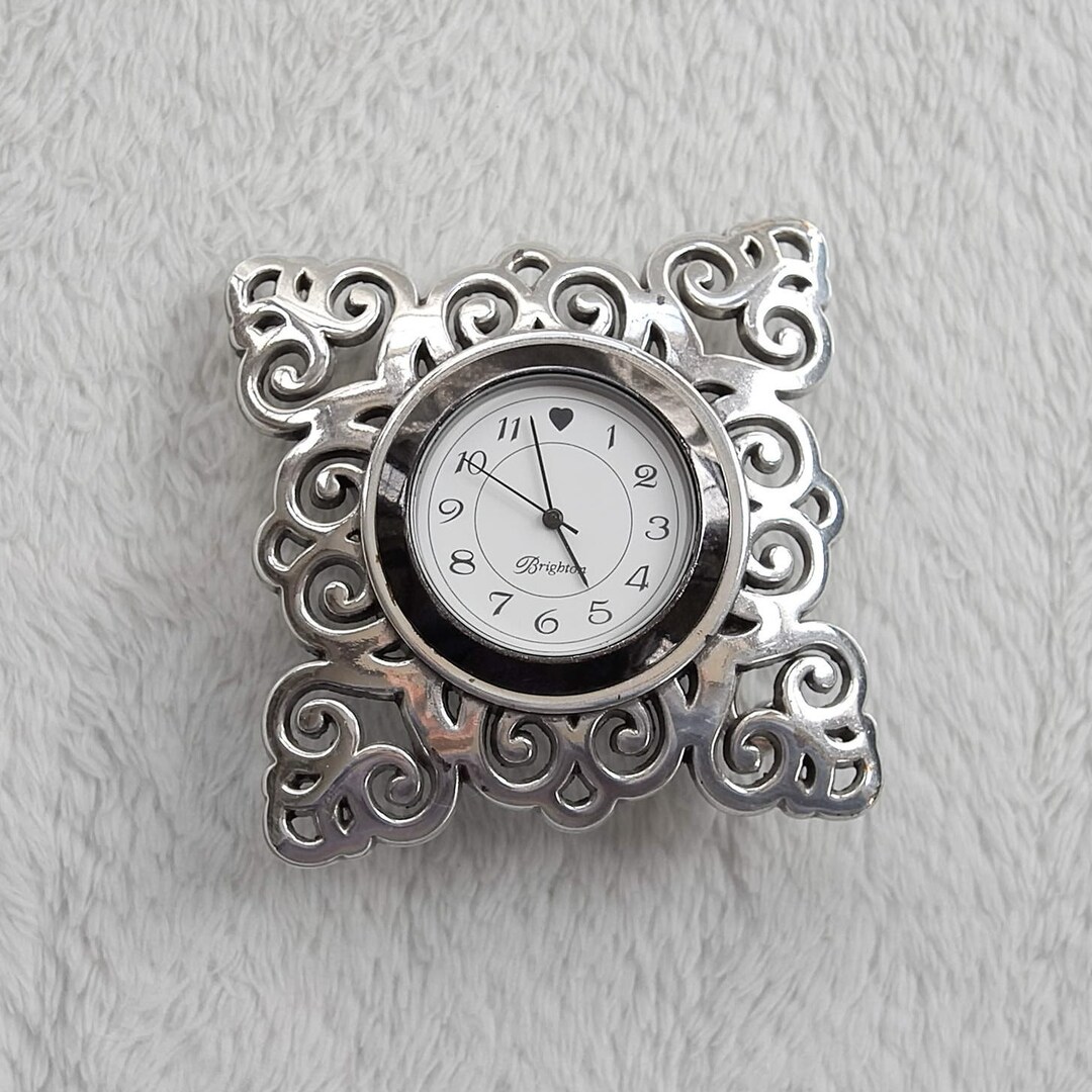 Brighton Desk Mantle Clock Silver Plated Vintage Retired New Battery