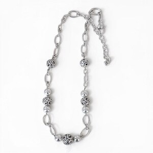 Brighton Contempo Sphere Station Necklace Silver Plated 18-21" Adjustable Scroll image 2