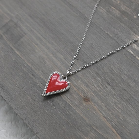 Brighton Dazzling Love Necklace Red Enamel Heart … - image 3
