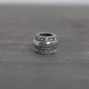 Brighton SISTER Spacer Charm Bead Silver Plated Engraved Retired Viuntage