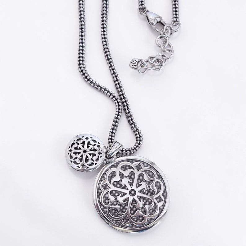 Brighton Ferrara Medallion Pendant Necklace Popcorn Chain Silver 16-18 Inch image 1