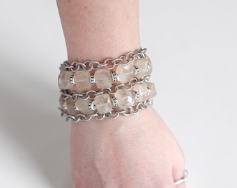 Bracelet Rock My Heart Retiré à cinq rangs de quartz rutile de Brighton de 7,25 à 8,5 po.