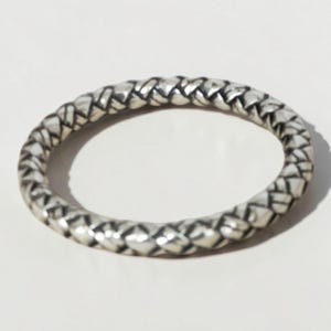 Bracciale rigido intrecciato grosso Brighton Vintage Raro Fuori Produzione Placcato Argento immagine 3