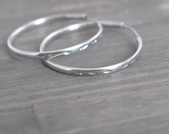 Vintage Sterling Silver Large Hoop Earring 40mm diameter 4.4g 2mm Thickness