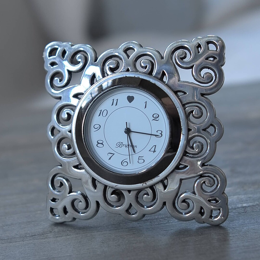 Brighton Desk Mantle Clock Silver Plated Vintage Retired New Battery