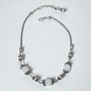 Brighton Mother Of Pearl Abalone Beaded Necklace Silver Plated Coastal Retired image 1