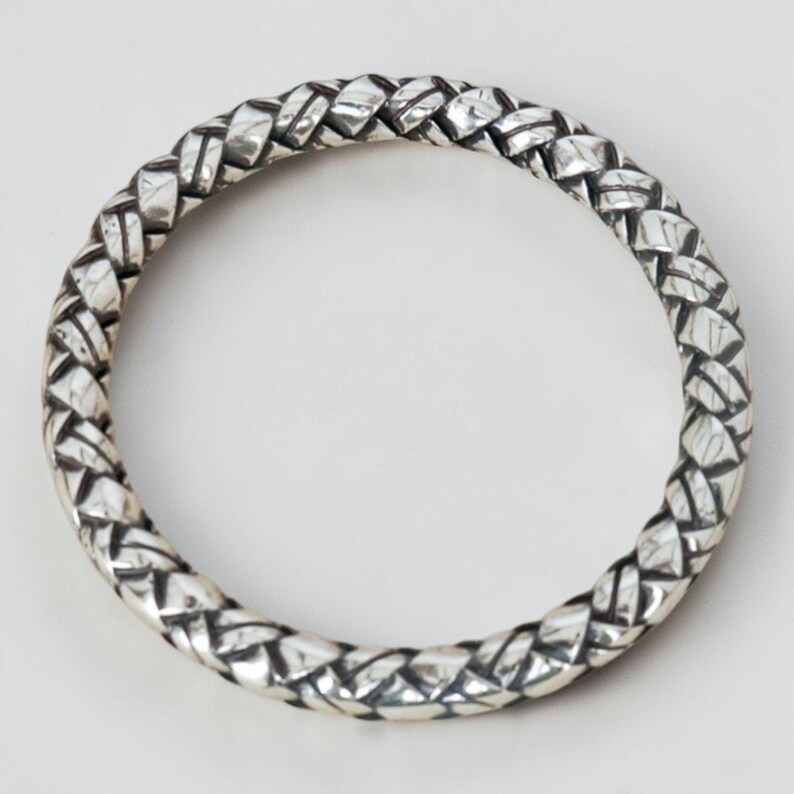 Bracciale rigido intrecciato grosso Brighton Vintage Raro Fuori Produzione Placcato Argento immagine 4