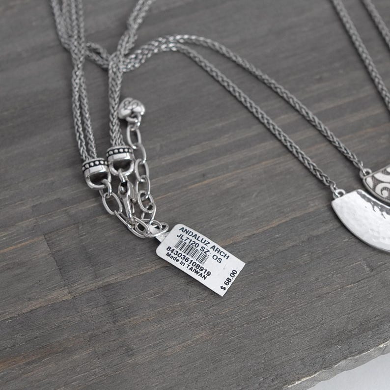 Brighton Andaluz Arch Layered Pendant Necklace: Hammered Silver, Rhinestone Accents (18-20") image 7