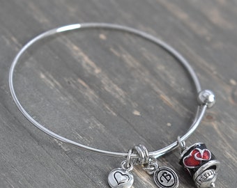 Bella Perlina Bangle Charm Bracelet Engagement Ring Stacking Slim Add Charms