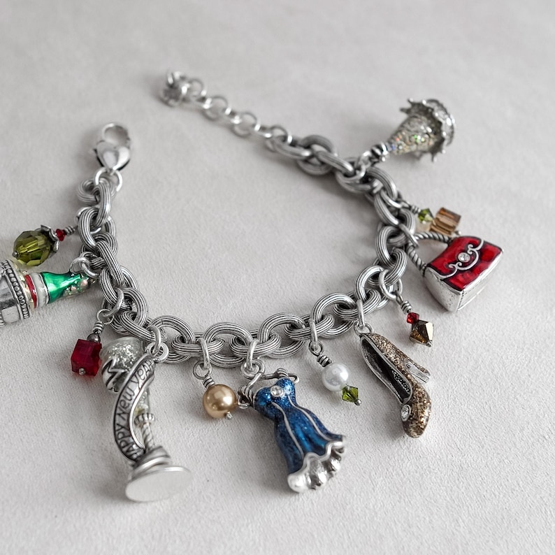 Brighton Celebration J37582 New Years Charm Bracelet Silver Plated Party Retired image 1