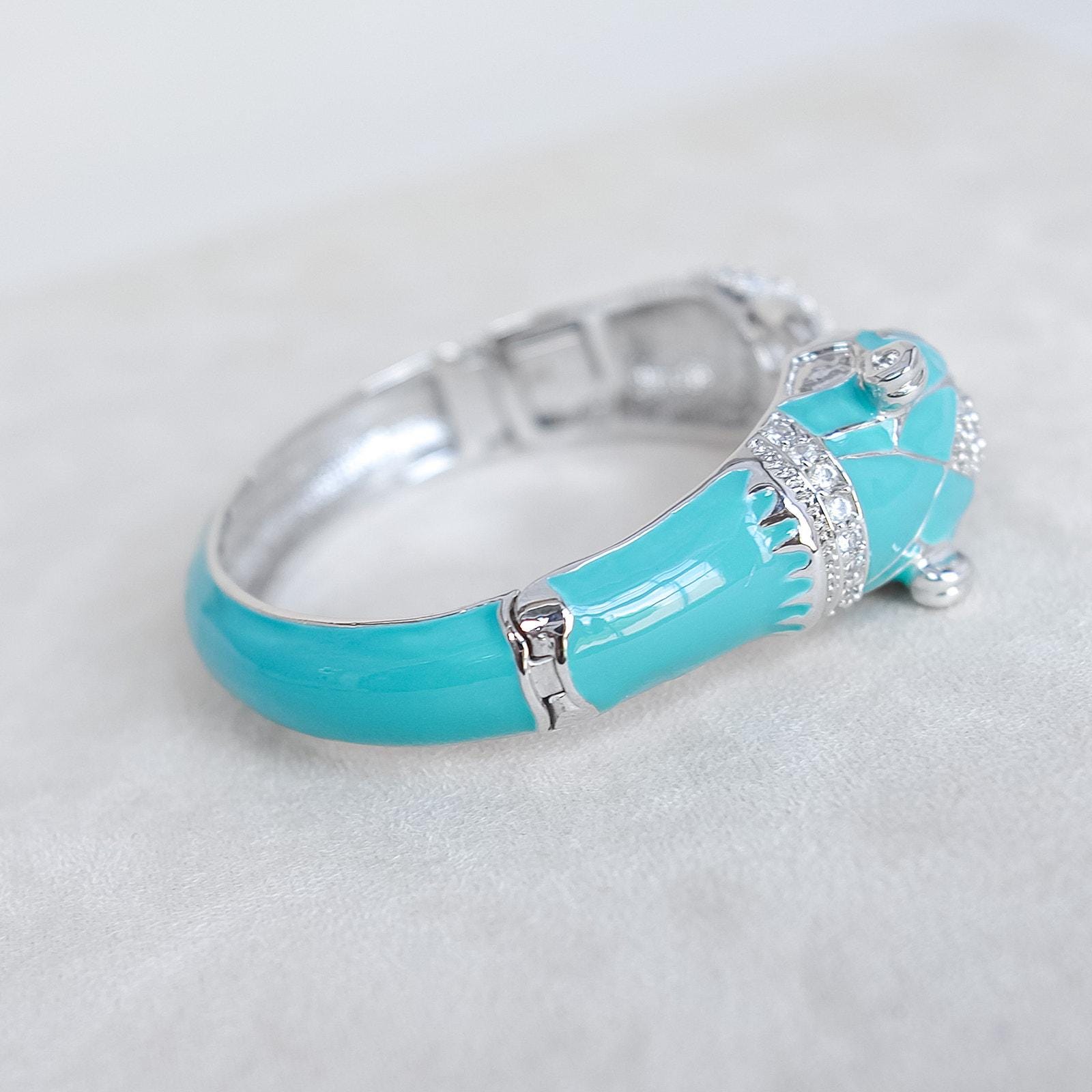 CINER（サイナー）　バングル パンサー ビンテージ Vintage NOIR Panther Clamper Bracelet: Blue Enamel, Rhinestone