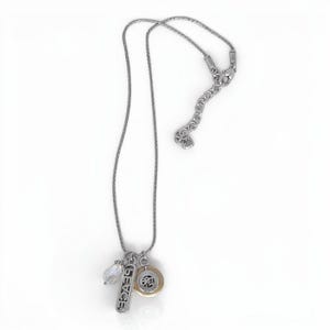 Collana vintage Brighton con ciondolo a forma di simbolo cinese della pace, bicolore oro e argento immagine 3