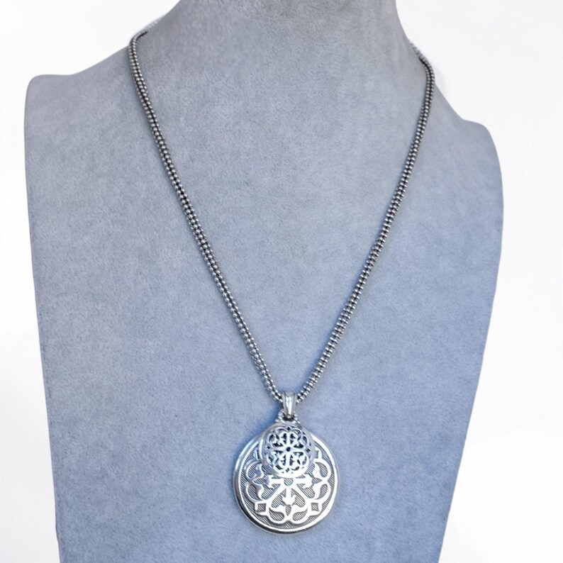 Brighton Ferrara Medallion Pendant Necklace Popcorn Chain Silver 16-18 Inch image 9