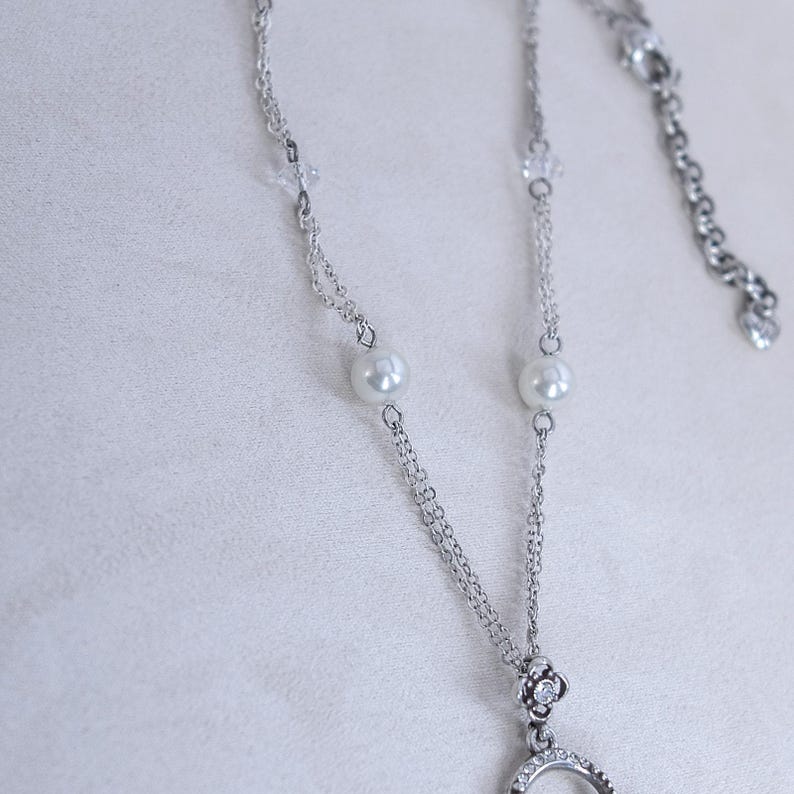 Brighton Bellissima Pendant Necklace Faux Pearls Small Crystals Retired Design image 5