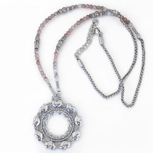 Brighton Love Mandala Beaded Necklace Heart Wreath Pink Silver Retired READ image 5