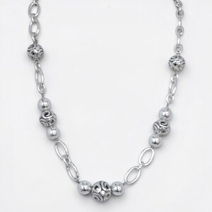 Brighton Contempo Sphere Station Necklace Silver Plated 18-21" Adjustable Scroll image 7