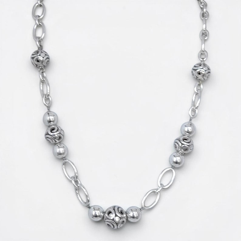 Brighton Contempo Sphere Station Necklace Silver Plated 18-21" Adjustable Scroll image 7