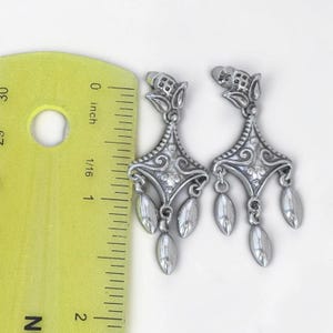 Brighton Chandelier Earrings Scrollwork Teardrop Dangle Silver Plated Post Back image 5