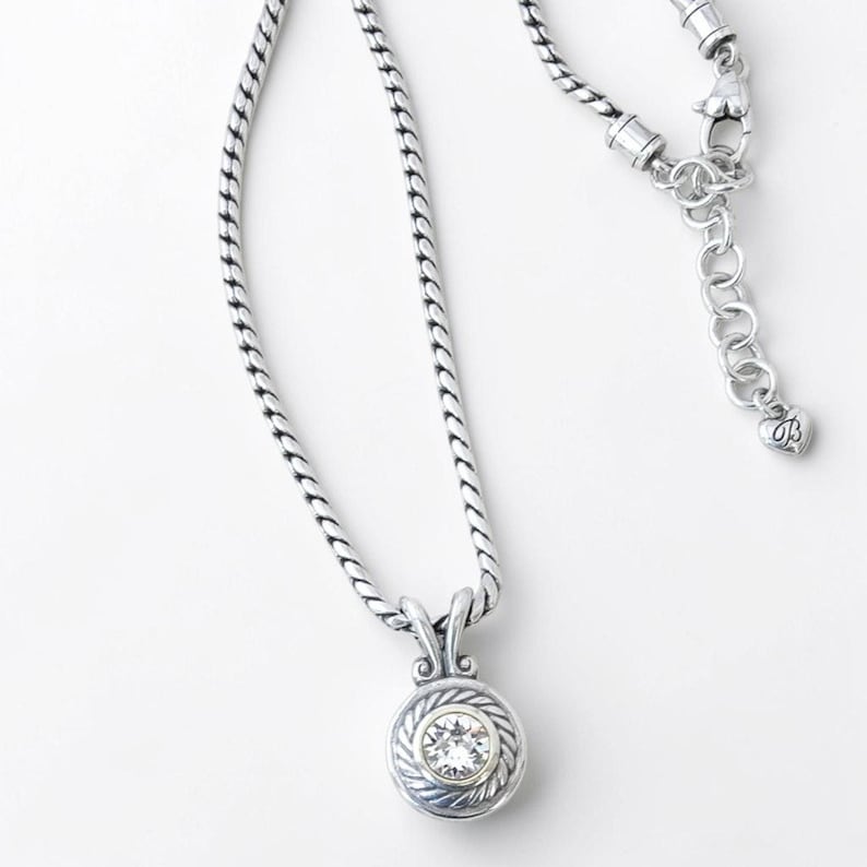 Vintage Brighton Heiress Pendant Necklace Silver Plated Retired Crystal image 2