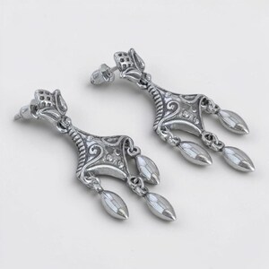Brighton Chandelier Earrings Scrollwork Teardrop Dangle Silver Plated Post Back image 3