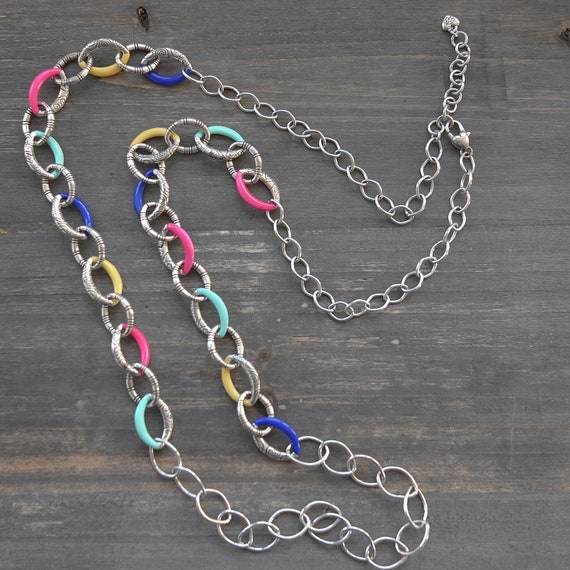 Brighton CARAMBA Long Chain Necklace Colorful Lin… - image 4