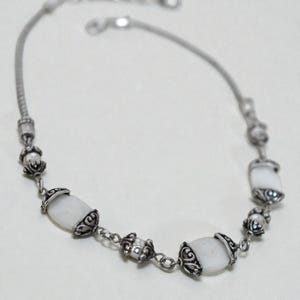 Brighton Mother Of Pearl Abalone Beaded Necklace Silver Plated Coastal Retired image 2