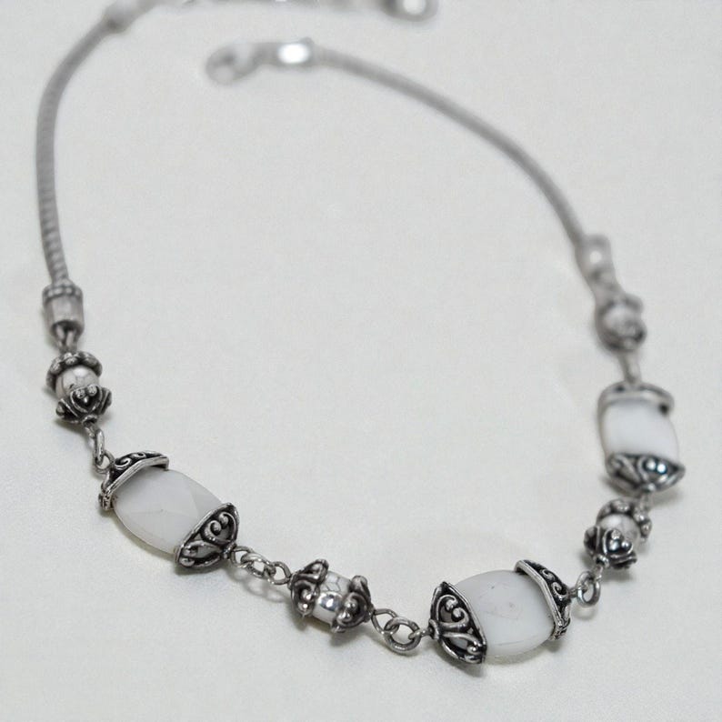 Brighton Mother Of Pearl Abalone Beaded Necklace Silver Plated Coastal Retired image 2