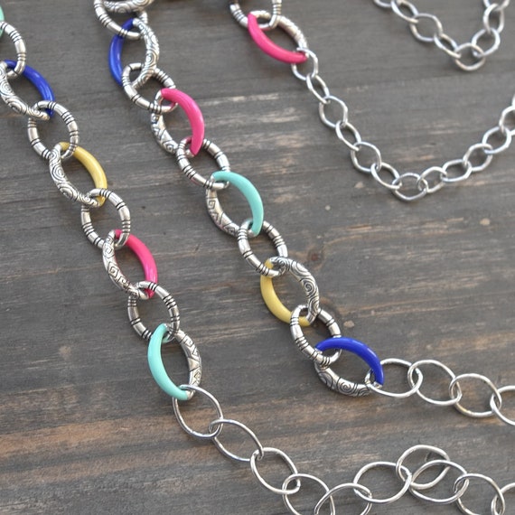 Brighton CARAMBA Long Chain Necklace Colorful Lin… - image 3