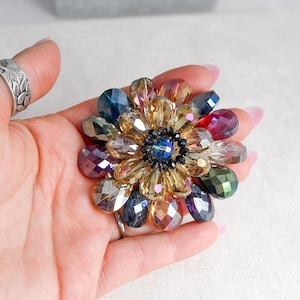 Vintage Multicolored Rhinestone Brooch: Statement Jewelry Collector