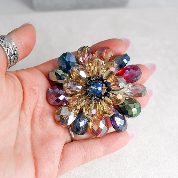 Petite Broche Fantaisie Vintage Avec Strass - Très Bon état Général