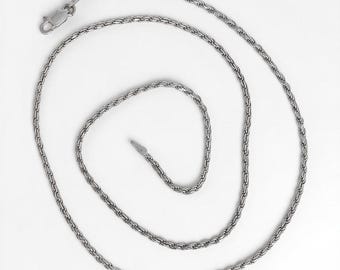 Vintage Sterling Silver 925 Twist Chain Necklace 20" 2mm Layering