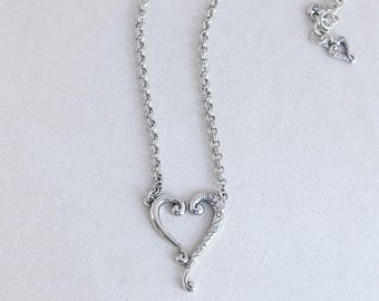 Brighton Tuscan Heart Pendant Necklace: Silver Plated Etched Heart, 16-18&quot;