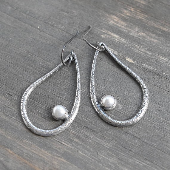 Vintage Silpada Earrings 925 Silver Pearl Teardro… - image 5