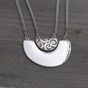 Brighton Andaluz Arch Layered Pendant Necklace: Hammered Silver, Rhinestone Accents (18-20") image 5