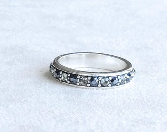 Brighton Crystal Ring: Silver Plated Stackable Band, Size 5.75
