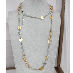 Brighton Look Of Love Long Chain Necklace Two Tone Gold Silver Art Deco Retired image 8