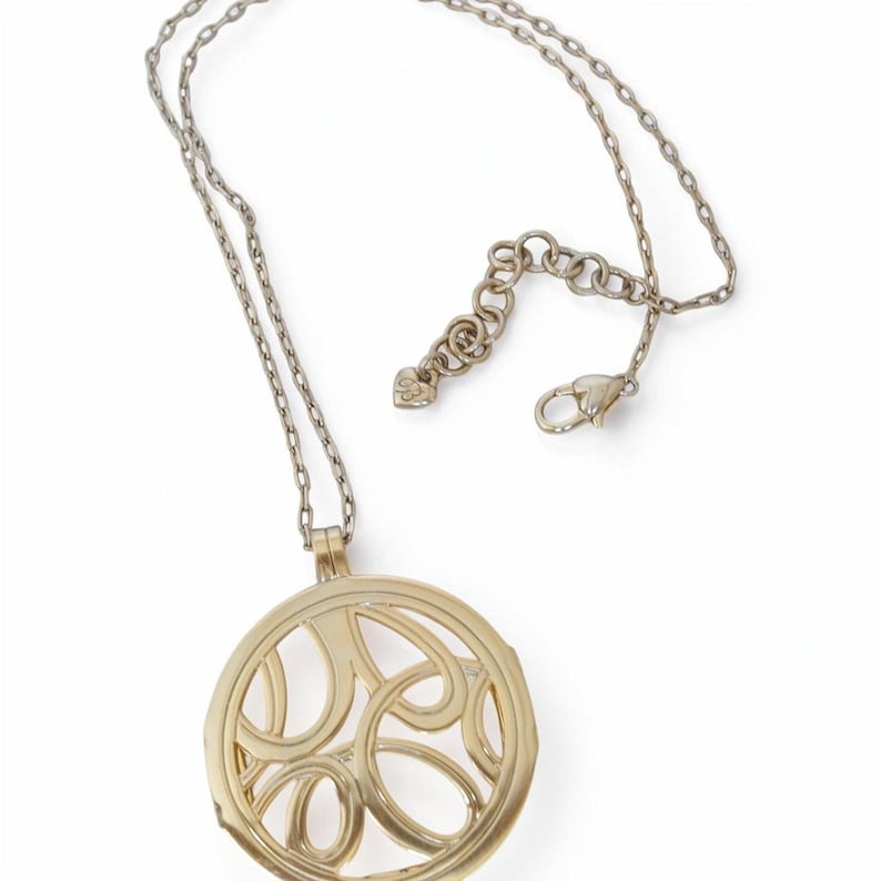 Brighton Christo Gold Tone Pendant Necklace Interchangeable Leather Disc 20-22" image 1