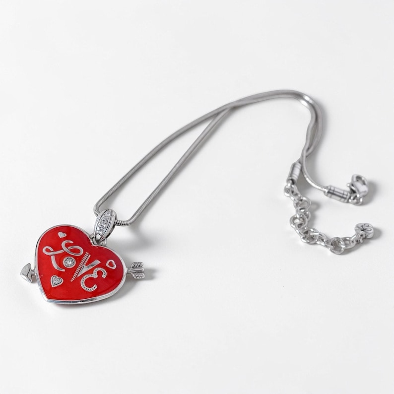 Brighton Love Heart Arrow Reversible Red Enamel Pendant Necklace 16-18 Inch image 5