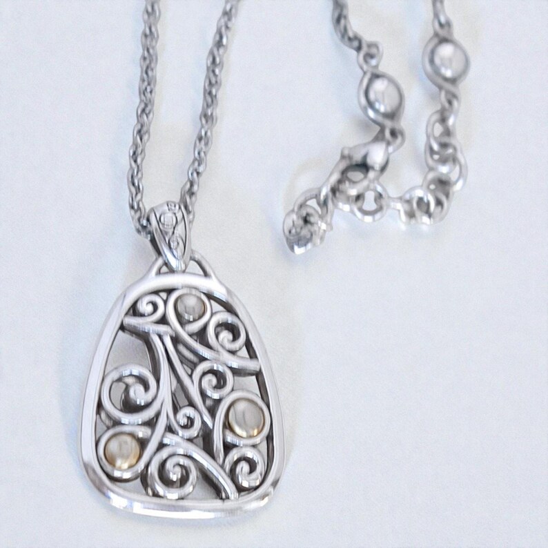 Brighton Adara Oval Reversible Pendant Necklace Mixed Metal Two Tone Retired image 4