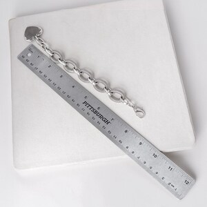 Brighton Cordoba Chunky Heart Charm Bracelet Textured Chain Links 8 Inch image 3
