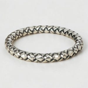 Bracciale rigido intrecciato grosso Brighton Vintage Raro Fuori Produzione Placcato Argento immagine 2