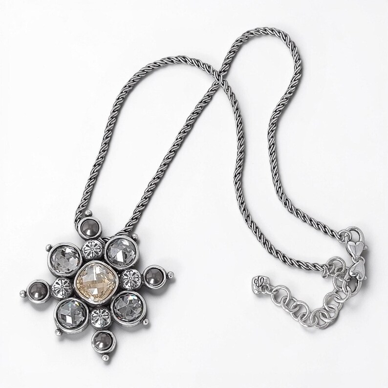 Brighton Serena Pendant Necklace Champagne Bronze Stones Twisted Chain Retired image 3