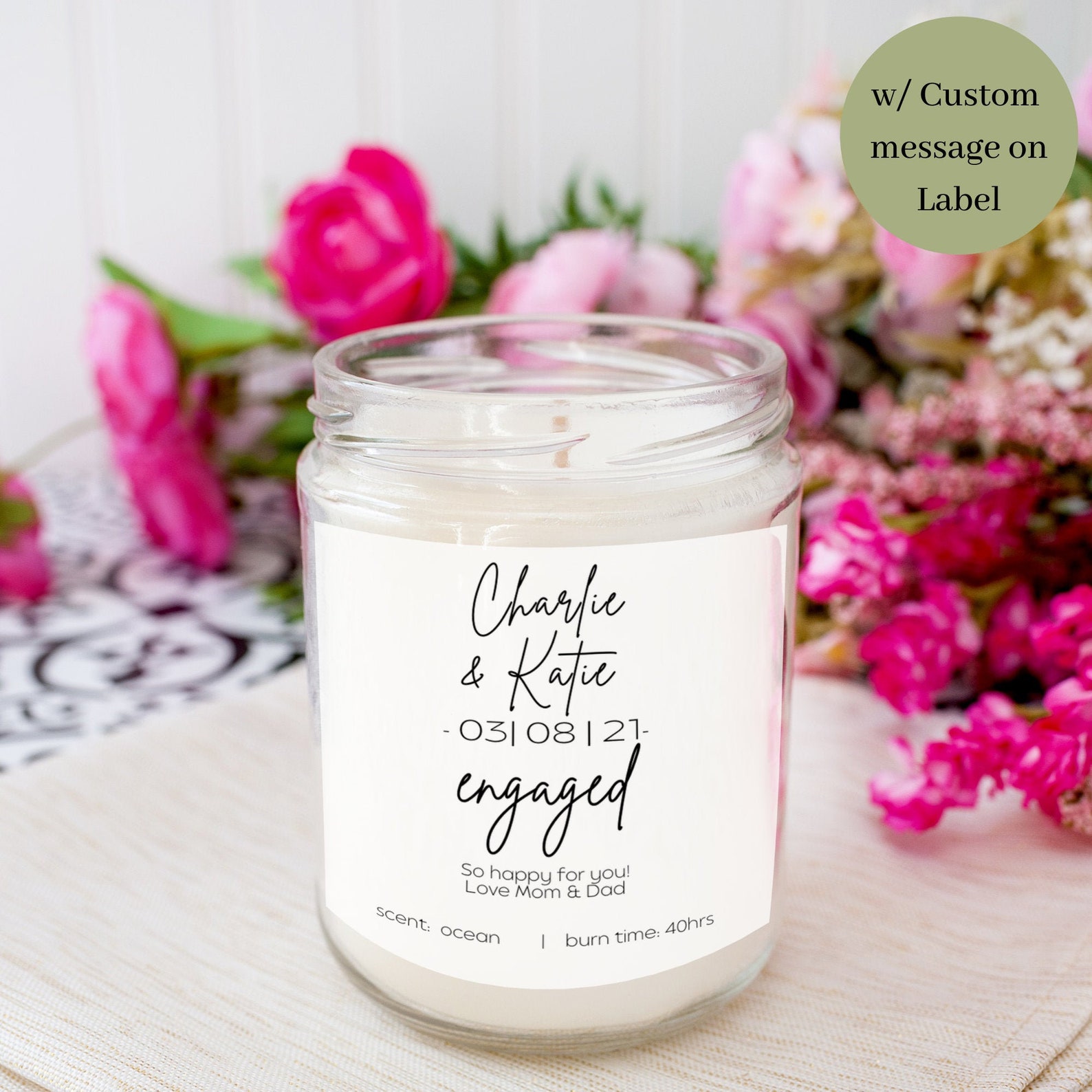 Custom Wedding Engagement Candle Custom Engagement gift Etsy