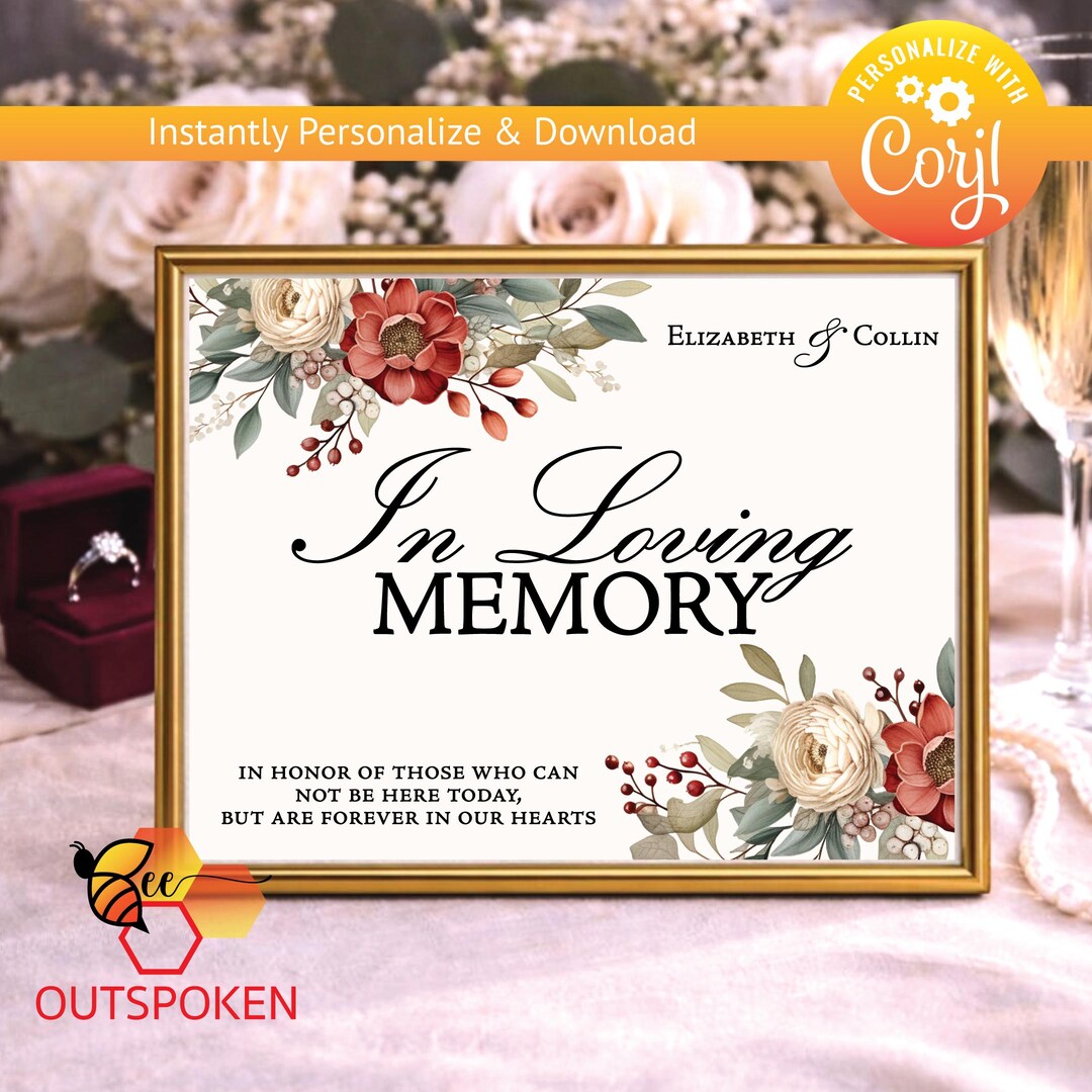Fillable In Loving Memory Label In Loving Memory & Custom Template Bundle, Editable 8.5 X 11 Table ...